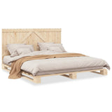 Bed Frame without Mattress with Headboard 200x200 cm Solid Wood 3281555