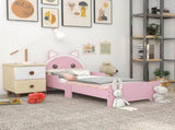 Bed for Kids Cat Design Toddler Bed Frame Bedroom Furniture with Guardrails, for 3-6 Years, 143L x T3398P379030