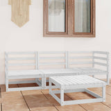 Garden Lounge Set White Solid pinewood Modular Garden Lounge Set 3075325