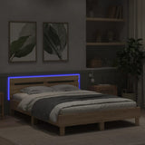 Bed Frame with LED without Mattress Sonoma Oak 140x190 cm 3207562