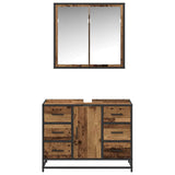 Bathroom Furniture Set with Door 2 pcs Old Wood Engineered Wood 3402429