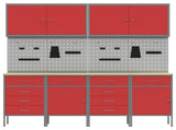Work Cabinet with Drawer 10 pcs Red Engineered Wood and Steel 3321489