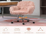 Faux Fur Desk Chair, Rolling Swivel Makeup Chair with Adjustable Height, Armrets for Home Office, T3398P551669
