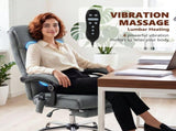 High Back Vibration Massage Office Chair with Footrest, Heated, Grey T3398P552499