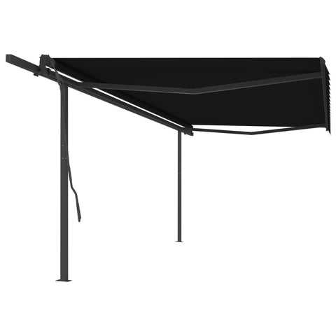 ZNTS Manual Retractable Awning with Posts 5x3.5 m Anthracite 3070259