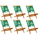 Folding Garden Chairs 6 pcs Green Fabric and Solid Wood 3214650