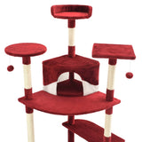 Cat Tree with Sisal Scratching Posts 203 cm Red and White 170531