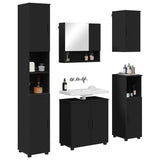 Bathroom Furniture Set 5 pcs Black Engineered wood & Metal 3392984