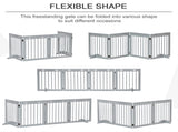 Freestanding Pet Gate 4 Panel Folding Wooden Dog Barrier w/ Support Feet T3398P349695