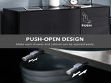 High Gloss Side Cabinet, Push-Open Design with 2 Drawers and 2 Cabinets for Living Room, 74H 117W T3398P423897