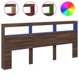 Headboard Cabinet with LED Brown Oak 220x17x102 cm 839230