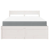 Bed with Drawers and Mattress White 140x190 cm Solid Wood Pine 3281911
