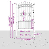 Fence Gate with Spear Top with Lock Grey 103 x 150 cm Steel 42009040