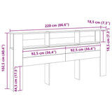 Headboard Cabinet with Shelf Black Oak 220 x 18.5 x 102.5 cm 862092