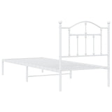 Metal Bed Frame without Mattress with Headboard White 90x190cm 353480