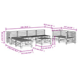 9 Piece Garden Lounge Set White Solid Wood Pine 3186299