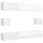 ZNTS 6 Piece TV Cabinet Set High Gloss White Engineered Wood 3079314