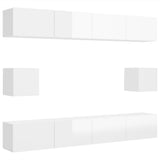 ZNTS 6 Piece TV Cabinet Set High Gloss White Engineered Wood 3079314