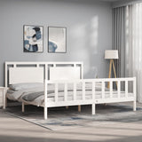 Bed Frame without Mattress White 200x200 cm Solid Wood Pine 3192187