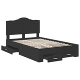 Bed Frame with Headboard Black 120 x 190 cm Engineered Wood 3413631