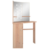 Corner Dressing Table with LED Oak 111x54x141.5 cm 326533