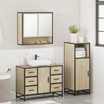 ZNTS 3 Piece Bathroom Furniture Set Sonoma Oak Engineered Wood 3300991