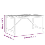 Garden Dining Table 150x90x74 cm Solid Wood Acacia 362241
