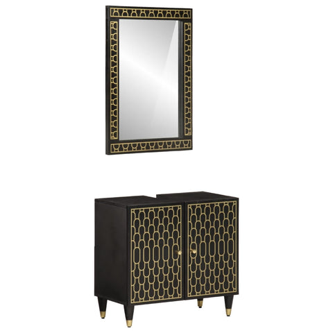 2 Piece Bathroom Furniture Set Solid Wood Mango 3206325