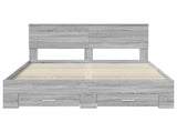 Bed Frame with Drawer Grey Sonoma 140 x 200 cm Engineered Wood 3410891