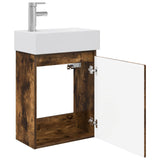 Bathroom Vanity Unit with Tap Smoked Oak 45.5 x 22.5 x 84 cm 889506
