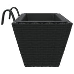 ZNTS Planters with hooks 2 pcs Black Poly Rattan 366401