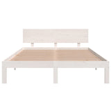 ZNTS Bed Frame without Mattress White Solid Wood Pine 140x200cm 810496