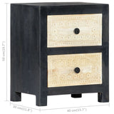 Hand Carved Bedside Cabinet Grey 40x30x50 cm Solid Mango Wood 282722