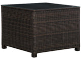 Rattan Garden Furniture Side Table Patio Frame Tempered Glass New - Brown T3398P318816