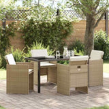 Garden Dining Set 5 pcs Beige Poly Rattan 3380606