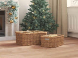 Firewood Basket 2 pcs Brown Lacak Rattan 42020972