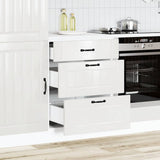 Kitchen Base Cabinet "Lucca" High Gloss White Engineered Wood 854271