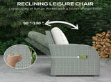 Six-piece Outdoor Rattan Dining Set, Outdoor Sofa Set with Reclining Armchairs and Mental Frame, T3398P314710