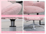 Makeup Vanity Chair, Cute Fluffy Desk Chair with Rolling Wheels for Bedroom Living Room, Pink T3398P328143