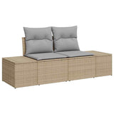 Garden Sofa with Cushion Beige 123 x 62 x 69cm Poly Rattan 42006795