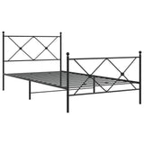 Metal Bed Frame without Mattress with Footboard Black 100x190cm 376514