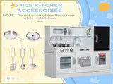 Pretend Play Kitchen, Kids Kitchen Playset, with Toy Phone, Chalkboard, Microwave, Cooking Stove, T3398P378964