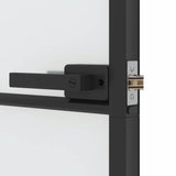 Interior Door Slim Black 93x201.5 cm Tempered Glass and Aluminium 155129