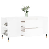 ZNTS Coffee Table High Gloss White 102x44.5x50 cm Engineered Wood 830990