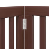 Dog Gate with Door Foldable 9 Panels Brown 450 cm Poplar Wood 3155662