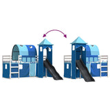 Bunk Bed without Mattress with Slide and Curtains Blue 90x200 cm 3284165