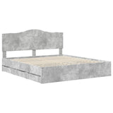 Bed Frame with Drawer Concrete Grey 200 x 200 cm Engineer Wood 3413383