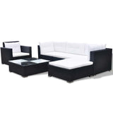 6 Piece Garden Lounge Set with Cushions Poly Rattan Black 42743