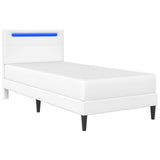 Bed Frame with LED Strip Lights White 90 x 190 cm Faux Leather 3415284