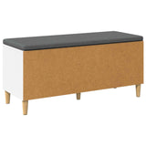 Hall Bench White 100 x 38 x 46 cm Engineered Wood and Fabric 891536